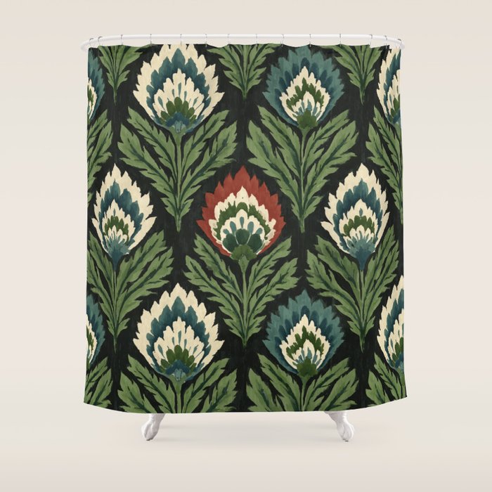 Vintage Floral Tapestry Pattern Shower Curtain Gallery Image 1