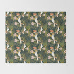 Drawing of exotic birds in the dark jungle Throw Blanket Gallery Image 2
