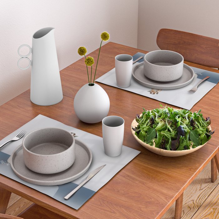 Baby Giraffe in a Bathtub Blue BG, Giraffe Taking a Bath, Bathtub Animal Art Print By Synplus Placemat Gallery Image 2