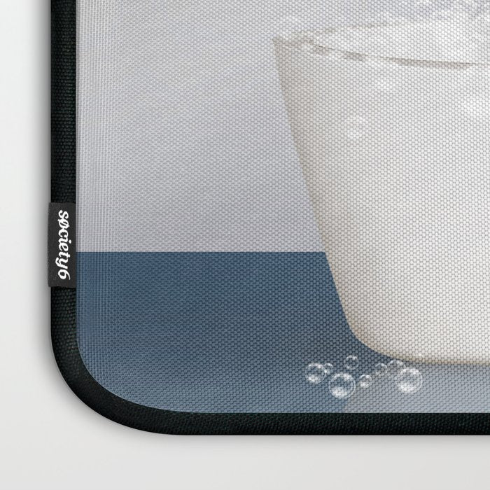 Baby Giraffe in a Bathtub Blue BG, Giraffe Taking a Bath, Bathtub Animal Art Print By Synplus Laptop Sleeve Gallery Image 3