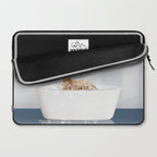 Baby Giraffe in a Bathtub Blue BG, Giraffe Taking a Bath, Bathtub Animal Art Print By Synplus Laptop Sleeve Gallery Image 2