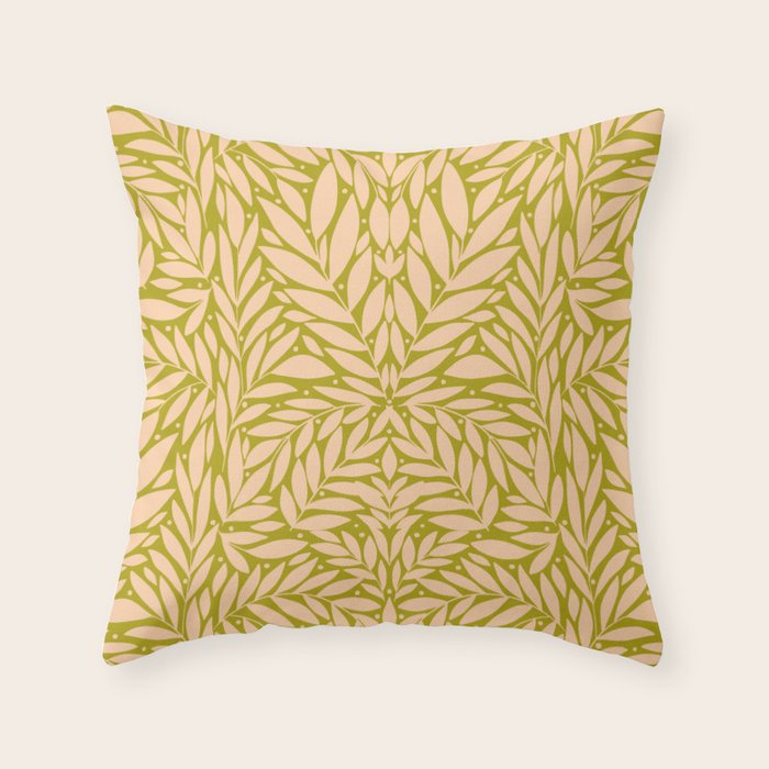 Vintage Leaves  Throw Pillow Gallery Image 1