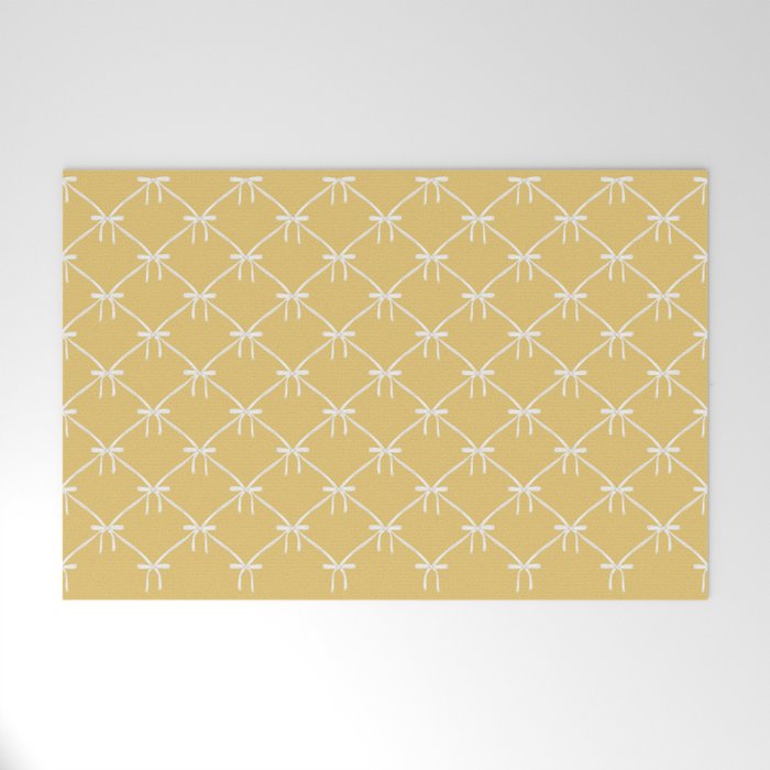 Bows & Ribbons Pattern XXI Butter Yellow Welcome Mat Gallery Image 1