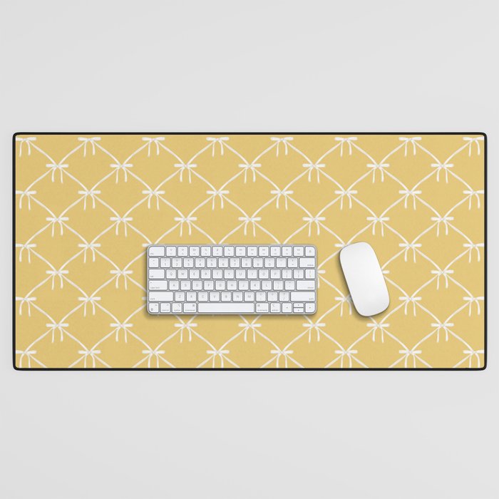 Bows & Ribbons Pattern XXI Butter Yellow Desk Mat Gallery Image 1