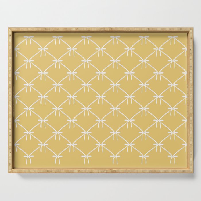 Bows & Ribbons Pattern XXI Butter Yellow Serving Tray Gallery Image 1
