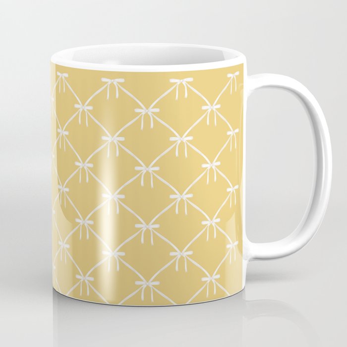 Bows & Ribbons Pattern XXI Butter Yellow Coffee Mug Gallery Image 1