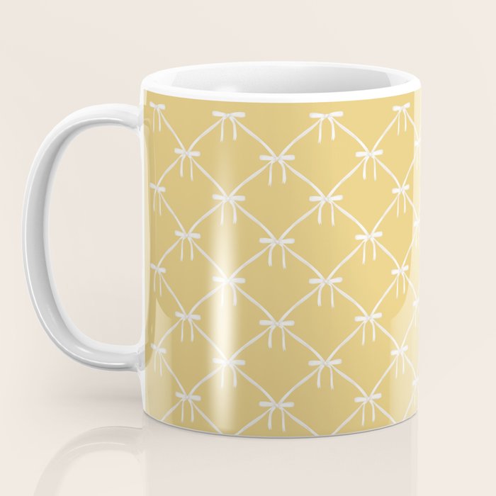 Bows & Ribbons Pattern XXI Butter Yellow Coffee Mug Gallery Image 3