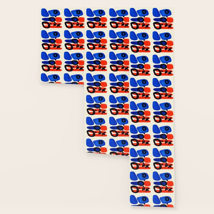 Blue Orange Fun Colorful Mid Century Modern Abstract Painting Shapes Pattern Wallpaper Gallery Image 3
