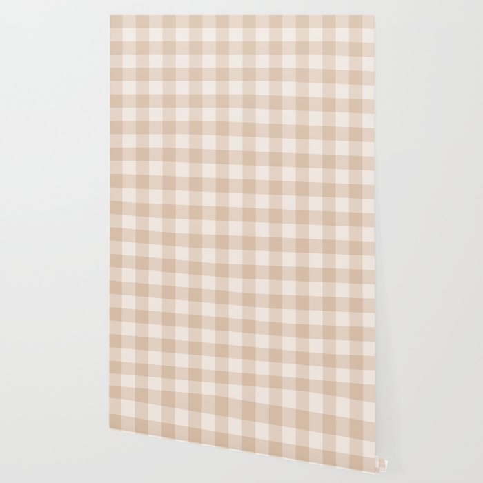Gingham Plaid Pattern - Warm Neutral Tan Wallpaper Gallery Image 2