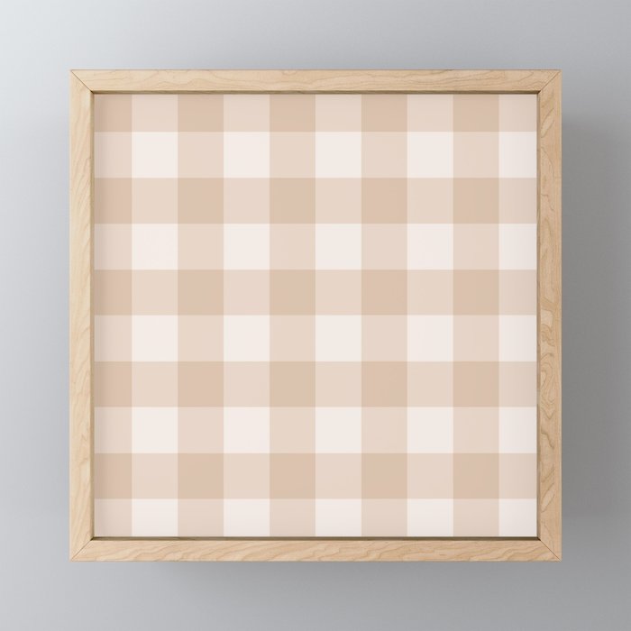 Gingham Plaid Pattern - Warm Neutral Tan Mini Art Print Gallery Image 1