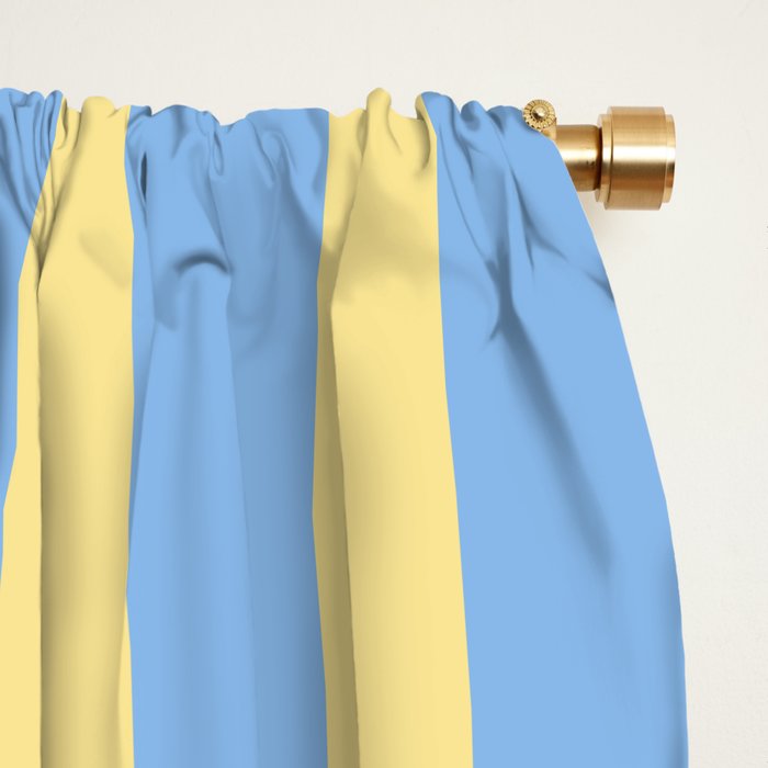 Bold Vertical Stripes Pattern - butter yellow and blue Window Curtain Gallery Image 2
