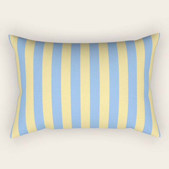 Bold Vertical Stripes Pattern - butter yellow and blue Rectangular Pillow Gallery Image 2