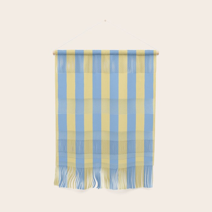 Bold Vertical Stripes Pattern - butter yellow and blue Wall Hanging Gallery Image 2