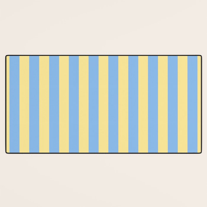 Bold Vertical Stripes Pattern - butter yellow and blue Desk Mat Gallery Image 3