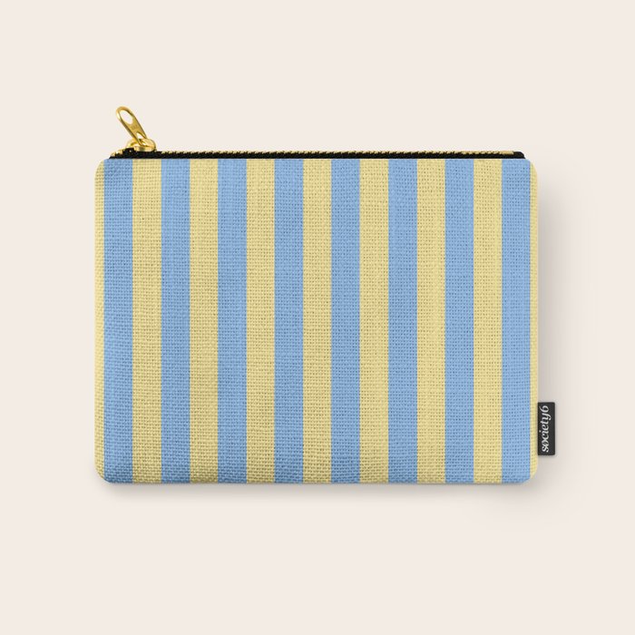 Bold Vertical Stripes Pattern - butter yellow and blue Carry All Pouch Gallery Image 1