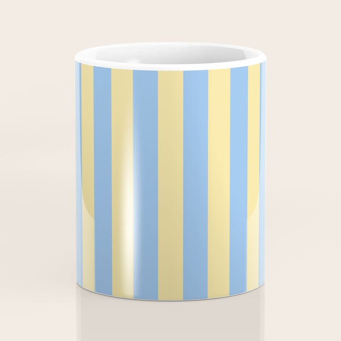 Bold Vertical Stripes Pattern - butter yellow and blue Coffee Mug Gallery Image 4