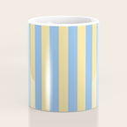 Bold Vertical Stripes Pattern - butter yellow and blue Coffee Mug Gallery Image 4