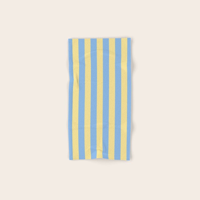 Bold Vertical Stripes Pattern - butter yellow and blue Bath Towel Gallery Image 1