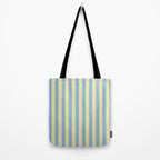 Bold Vertical Stripes Pattern - butter yellow and blue Tote Bag Gallery Image 2