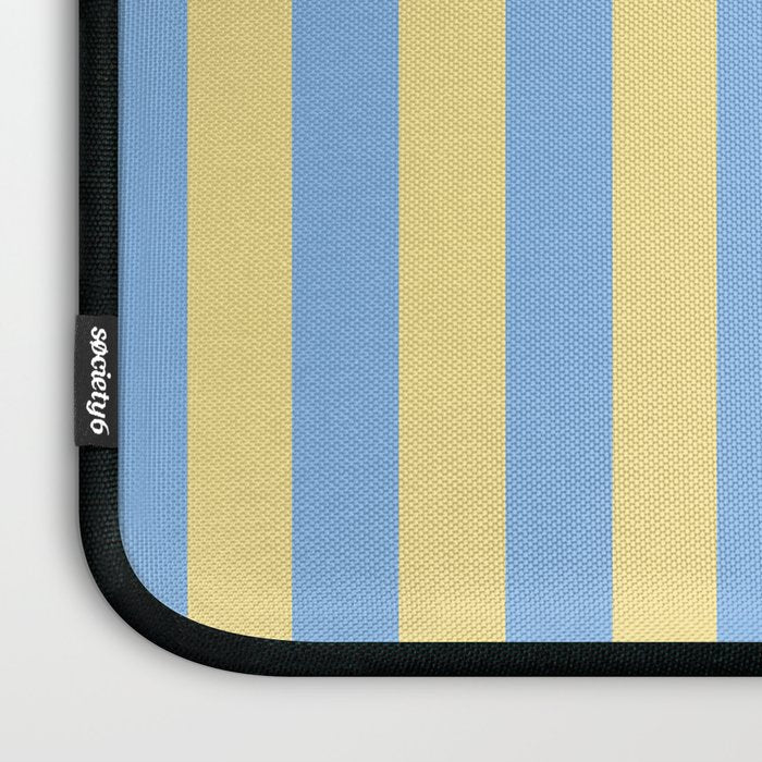 Bold Vertical Stripes Pattern - butter yellow and blue Laptop Sleeve Gallery Image 3
