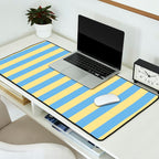 Bold Vertical Stripes Pattern - butter yellow and blue Desk Mat Gallery Image 2