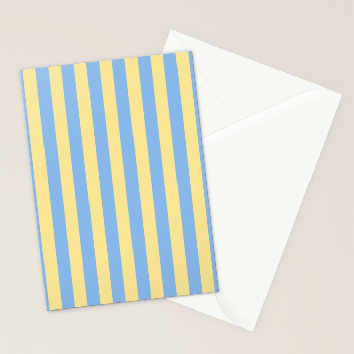 Bold Vertical Stripes Pattern - butter yellow and blue Stationery Card Gallery Image 2