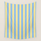 Bold Vertical Stripes Pattern - butter yellow and blue Wall Tapestry Gallery Image 4