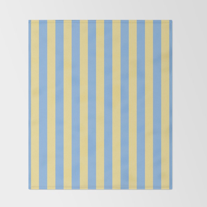 Bold Vertical Stripes Pattern - butter yellow and blue Throw Blanket Gallery Image 2