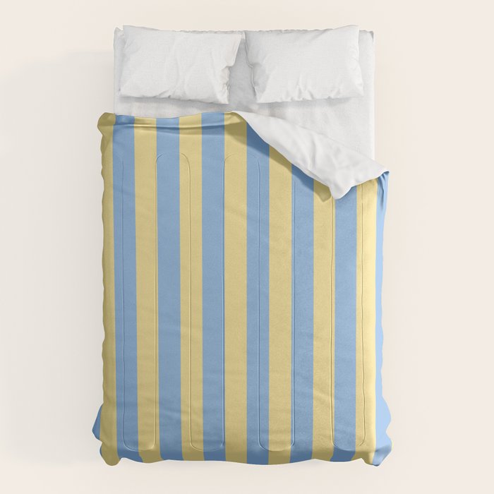 Bold Vertical Stripes Pattern - butter yellow and blue Comforter Gallery Image 6