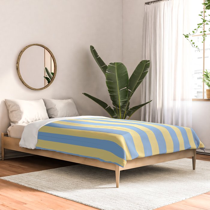 Bold Vertical Stripes Pattern - butter yellow and blue Comforter Gallery Image 2