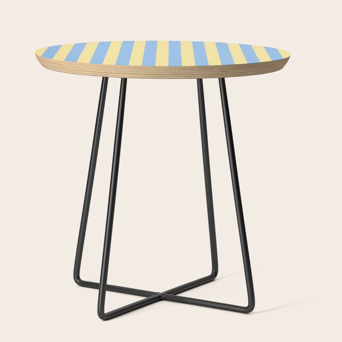 Bold Vertical Stripes Pattern - butter yellow and blue Side Table Gallery Image 2