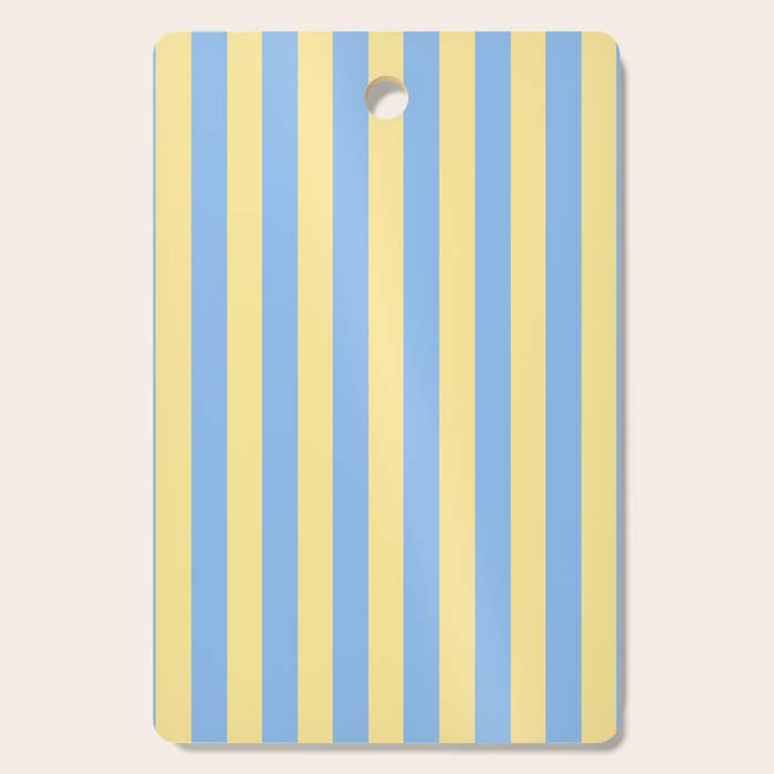 Bold Vertical Stripes Pattern - butter yellow and blue Cutting Board Gallery Image 1