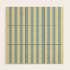 Bold Vertical Stripes Pattern - butter yellow and blue Wood Wall Art Gallery Image 1