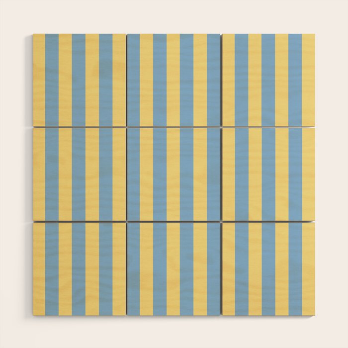 Bold Vertical Stripes Pattern - butter yellow and blue Wood Wall Art Gallery Image 1