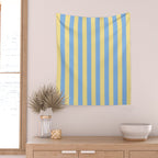 Bold Vertical Stripes Pattern - butter yellow and blue Wall Tapestry Gallery Image 2