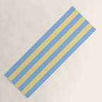 Bold Vertical Stripes Pattern - butter yellow and blue Yoga Mat Gallery Image 1