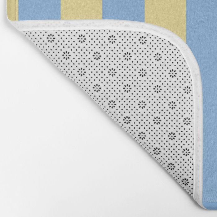 Bold Vertical Stripes Pattern - butter yellow and blue Bath Mat Gallery Image 2