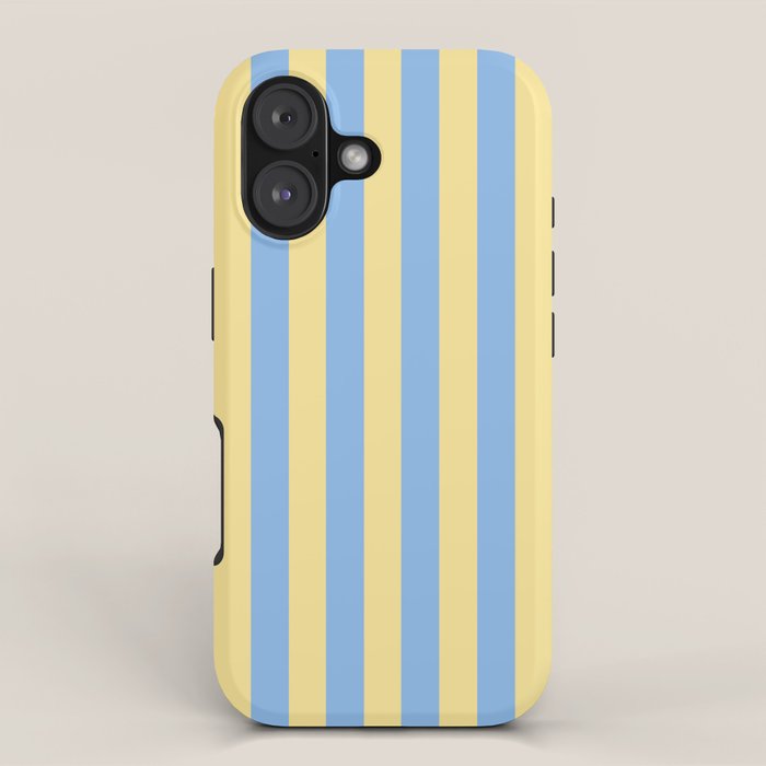 Bold Vertical Stripes Pattern - butter yellow and blue iPhone Case Gallery Image 1