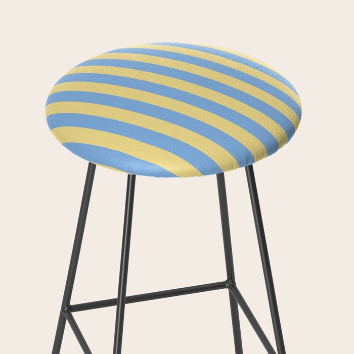 Bold Vertical Stripes Pattern - butter yellow and blue Stool Gallery Image 2