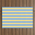 Bold Vertical Stripes Pattern - butter yellow and blue Outdoor Rug Gallery Image 1