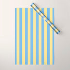 Bold Vertical Stripes Pattern - butter yellow and blue Wrapping Paper Gallery Image 1