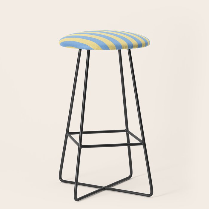 Bold Vertical Stripes Pattern - butter yellow and blue Stool Gallery Image 1