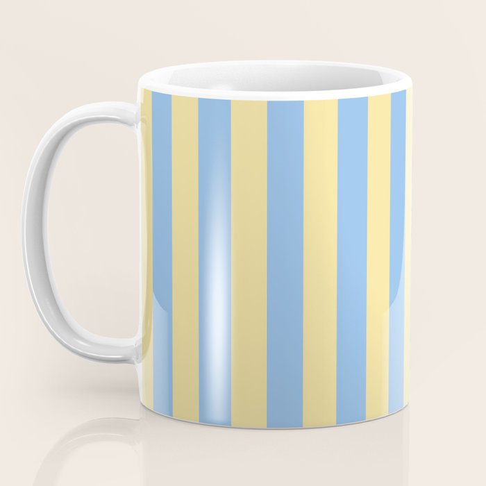 Bold Vertical Stripes Pattern - butter yellow and blue Coffee Mug Gallery Image 3