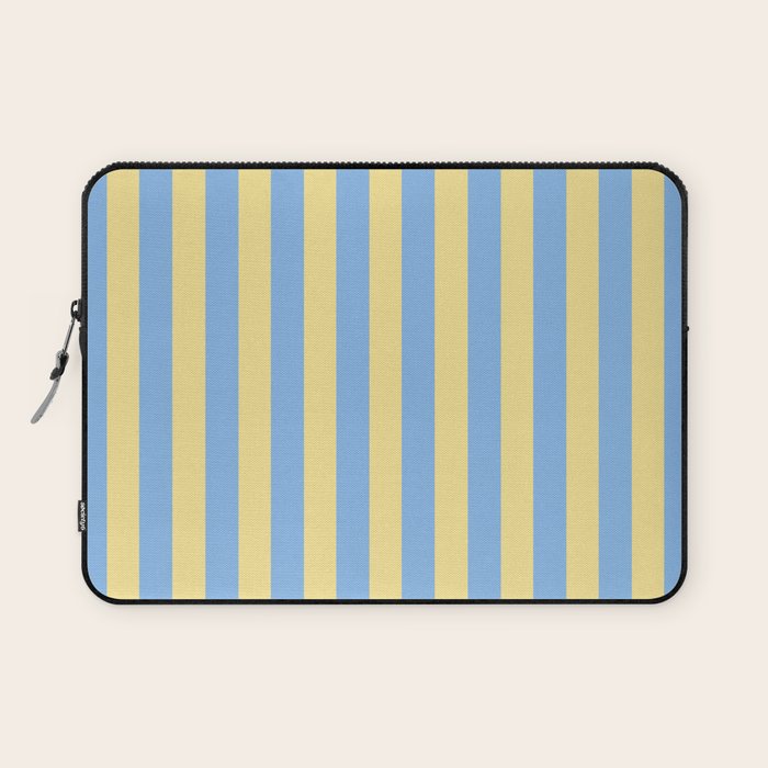 Bold Vertical Stripes Pattern - butter yellow and blue Laptop Sleeve Gallery Image 1