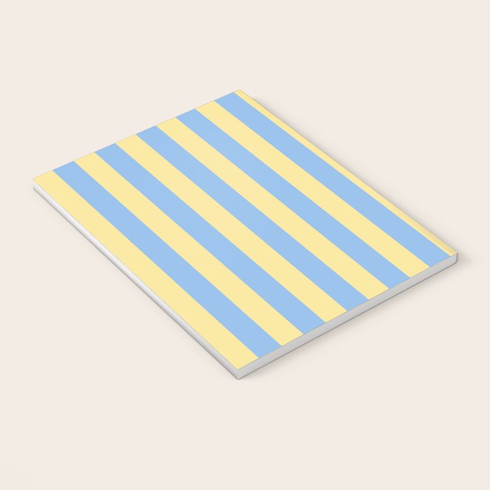 Bold Vertical Stripes Pattern - butter yellow and blue Notebook Gallery Image 3