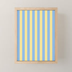 Bold Vertical Stripes Pattern - butter yellow and blue Mini Art Print Gallery Image 1