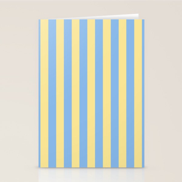 Bold Vertical Stripes Pattern - butter yellow and blue Stationery Card Gallery Image 1