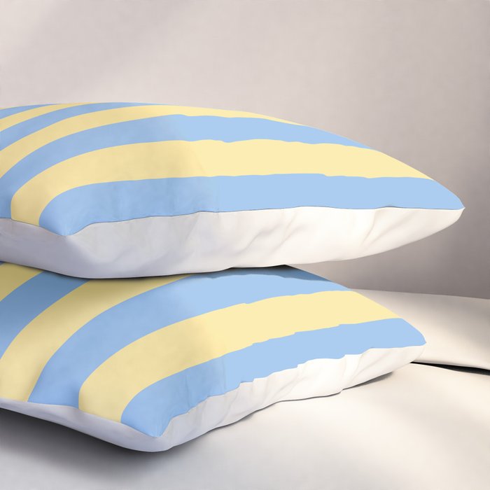 Bold Vertical Stripes Pattern - butter yellow and blue Pillow Sham Gallery Image 3