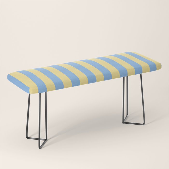 Bold Vertical Stripes Pattern - butter yellow and blue Bench Gallery Image 1