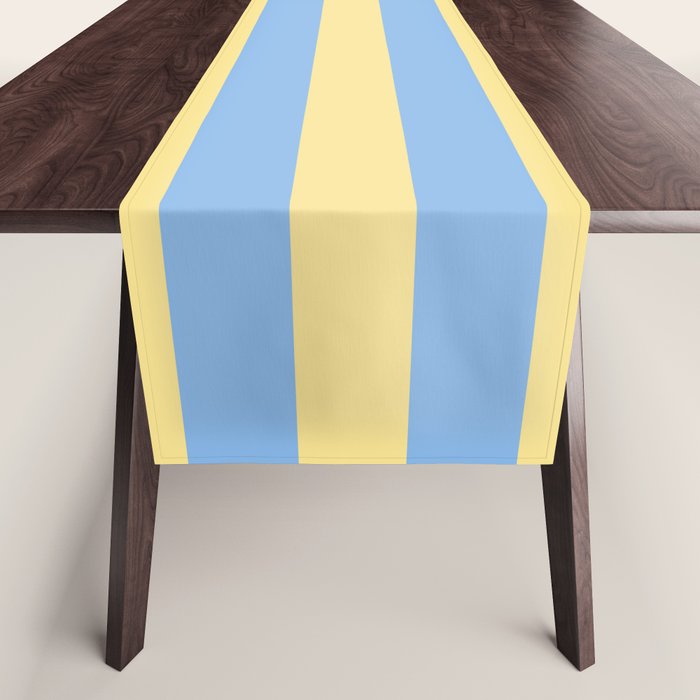 Bold Vertical Stripes Pattern - butter yellow and blue Table Runner Gallery Image 1